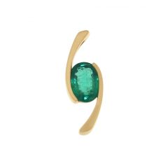 Pendentif Croisé Emeraude Ovale 8x6mm Or Jaune
