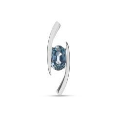 Pendentif Croisé Or Blanc Saphir Ovale 6x4mm