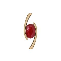 Pendentif Croisé Or Jaune Rubis Ovale 7x5mm