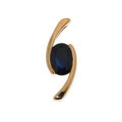 Pendentif Croisé Saphir Ovale 8x6mm Or Jaune