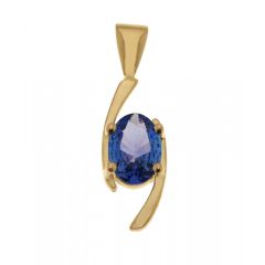 Pendentif Croisé Tanzanite Ovale 8x6mm Or Jaune