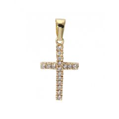 Pendentif Croix Or Jaune 750 et Oxyde de Zirconium