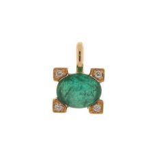 Pendentif Emeraude cabochon et Diamants en Or