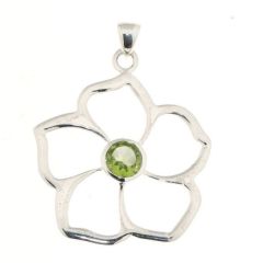 Pendentif Fleur Argent 925 Péridot