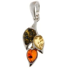 Pendentif Goutte Argent Ambre