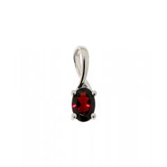 Pendentif Grenat Ovale 6x4mm Or Blanc 375
