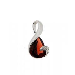 Pendentif Grenat Poire 8x6mm Or Blanc