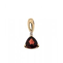 Pendentif Grenat Triangulaire 6x6mm et Diamant Or Jaune 375