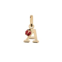 Pendentif Lettre A - Initiale A et Coccinelle en Or Jaune 750