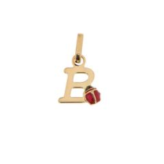 Pendentif Lettre B - Initiale B et Coccinelle en Or Jaune 750