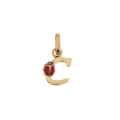Pendentif Lettre C - Initiale C et Coccinelle en Or Jaune 750