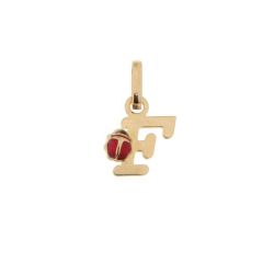 Pendentif Lettre F - Initiale F et Coccinelle en Or Jaune 750