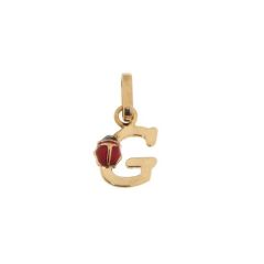 Pendentif Lettre G - Initiale G et Coccinelle en Or Jaune 750