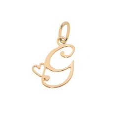 Pendentif Lettre G - Initiale G et coeur en Or Jaune 750