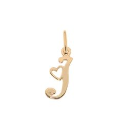 Pendentif Lettre I - Initiale I et coeur en Or Jaune 750
