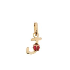 Pendentif Lettre J - Initiale J et Coccinelle en Or Jaune 750