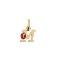 Pendentif Lettre M - Initiale M et Coccinelle en Or Jaune 750