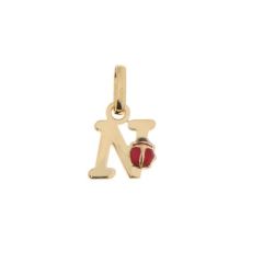 Pendentif Lettre N - Initiale N et Coccinelle en Or Jaune 750