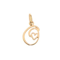 Pendentif Lettre O - Initiale O et coeur en Or Jaune 750