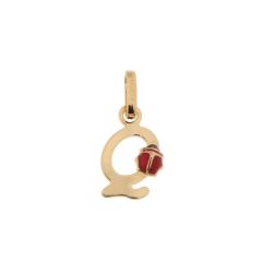 Pendentif Lettre Q - Initiale Q et Coccinelle en Or Jaune 750