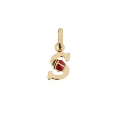 Pendentif Lettre S - Initiale S et Coccinelle en Or Jaune 750