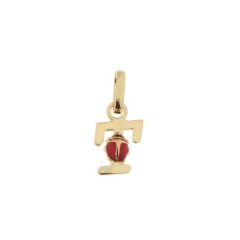 Pendentif Lettre T - Initiale T et Coccinelle en Or Jaune 750