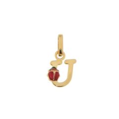 Pendentif Lettre U - Initiale U et Coccinelle en Or Jaune 750