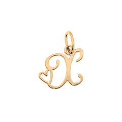 Pendentif Lettre X - Initiale X et coeur en Or Jaune 750