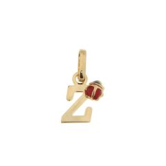 Pendentif Lettre Z - Initiale Z et Coccinelle en Or Jaune 750