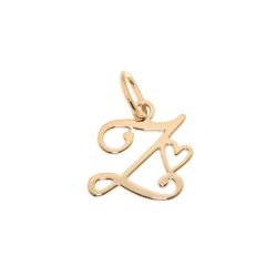 Pendentif Lettre Z - Initiale Z et coeur en Or Jaune 750