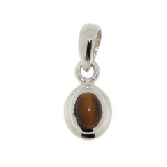 Pendentif Oeil de tigre Ovale 8x6mm Argent 925