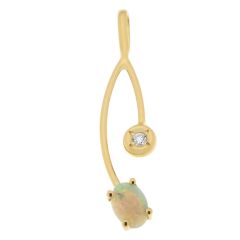 Pendentif Opale et Diamant Or Jaune