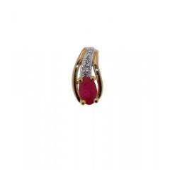 Pendentif Or 375 Rubis Ovale 5x3mm et Diamant