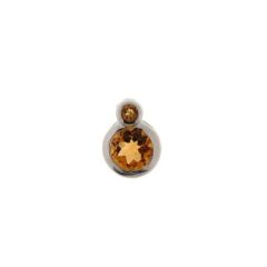 Pendentif Or Blanc 2 Citrines Rondes