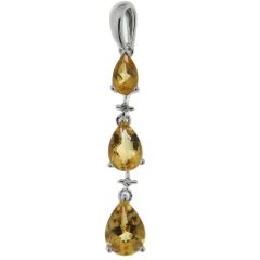 Pendentif Or Blanc 375 Citrine Poire et Diamant