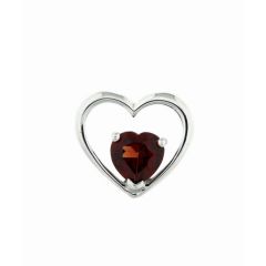 Pendentif Or Blanc 375 Grenat Coeur 6x6mm