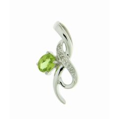 Pendentif Or Blanc 375 Péridot Ovale 5x4mm et Diamant