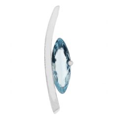 Pendentif Or Blanc 750 Aigue Marine Navette