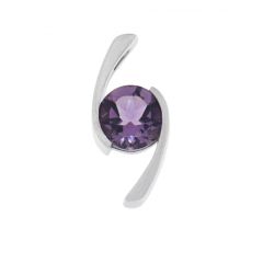 Pendentif Or Blanc 750 Améthyste Ronde 8mm