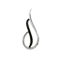 Pendentif Or Blanc 750 Diamant Blanc & Noir 0.10 carat