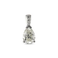 Pendentif Or Blanc 750 Diamant poire 0.9 carat