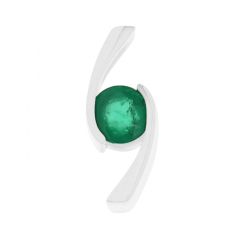 Pendentif Or Blanc 750 Emeraude Ronde 7mm