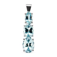Pendentif Or Blanc 750 et 3 aigues marines ovales