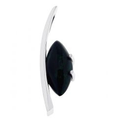 Pendentif Or Blanc 750 Opale Noire 17x8mm