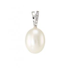 Pendentif Or Blanc 750 Perle et Oxyde