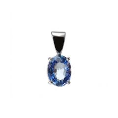 Pendentif Or Blanc 750 Saphir ovale 8x6mm