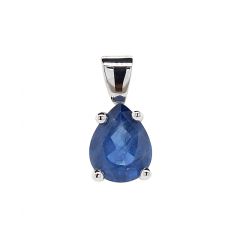 Pendentif Or Blanc 750 Saphir Poire 9x7mm