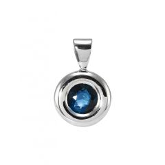 Pendentif Or Blanc 750 Saphir Rond 5.6mm