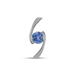 Pendentif Or Blanc 750 Saphir rond 5,4mm