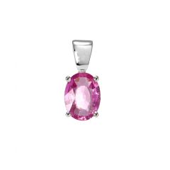 Pendentif Or Blanc 750 Saphir Rose 8x6mm